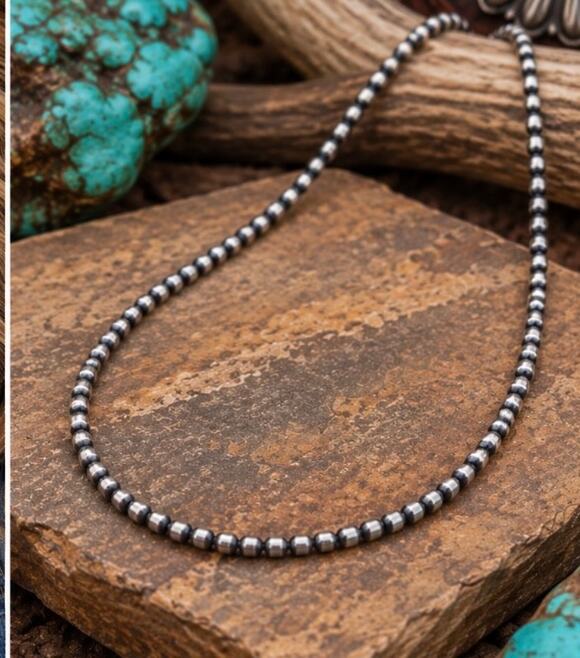 Cactus Rose Jewelry Jewelry - Southwestern 4mm Sterling Silver Pearl Bead Necklace – 16"